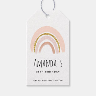 Pink & Gold Rainbow Elegant Boho Birthday Gift Tags