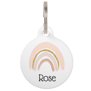 Pink & Gold Rainbow Elegant Boho Pet Tag