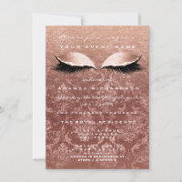 Pink Gold Rose Damask Eyes Glitter 16th Bridal