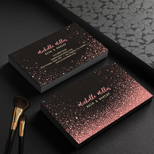 Pink Gold Rose Glitter Makeup Artist Hair Stylist  Business Card