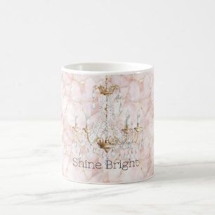 Pink Gold Rose Petals Floral Chandelier Coffee Mug