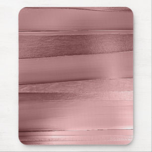 Pink gold rose ribbon texture metallic stylish mouse pad