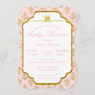 Pink Gold Royal Princess Baby Shower Invitation