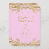 Pink & Gold Shine Lace Elegant Sweet 16 Party 