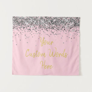 Pink Gold Silver Birthday Party Photo Booth Prop Tapestry
