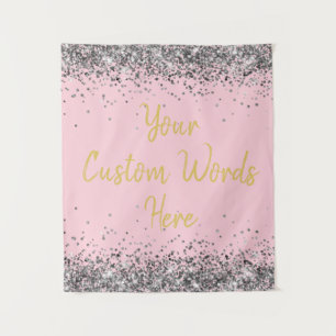 Pink Gold Silver Birthday Party Photo Booth Prop Tapestry