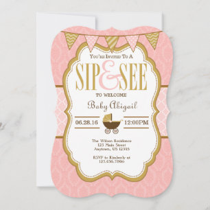 Pink Gold Sip And See Invitation