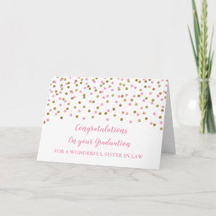 Pink Gold Sister in Law Congratulations Graduation Card