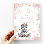 Pink Gold Snowflake Snowman Baby Shower Invitation<br><div class="desc">Celebrate your upcoming winter arrival with this Winter Girl Baby Shower Invitation—a charming and festive way to announce your special day! Featuring an adorable baby girl snowman bundled in a cosy winter hat and scarf, surrounded by holiday gifts and cheerful decor, this invitation captures the warmth of the season. The...</div>