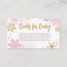 Pink Gold Snowflakes Baby Shower Books for Baby