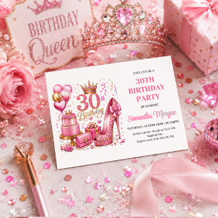 Pink Gold Sparkle Confetti 30th Birthday Invites