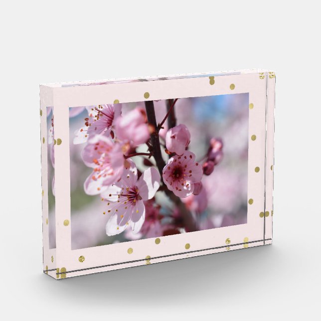 Pink Gold Sparkle Confetti Personalised Photo (Left)