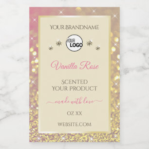 Pink Gold Sparkle Glitter Cream Product Label Logo