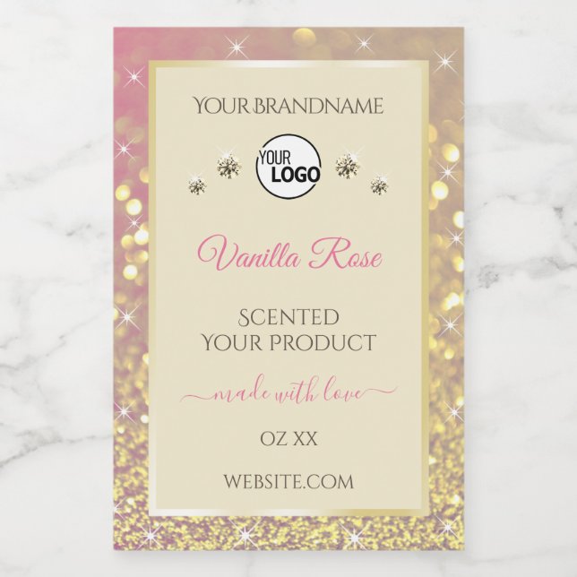 Pink Gold Sparkle Glitter Cream Product Label Logo (Single Label)