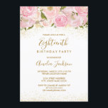 Pink Gold Sparkle Rose 18th Birthday Invitation<br><div class="desc">More elegant floral Invitations in the Little Bayleigh Store! we have used images from www.createthecut.com</div>
