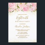 Pink Gold Sparkle Rose 18th Birthday Invitation<br><div class="desc">More elegant floral Invitations in the Little Bayleigh Store! we have used images from www.createthecut.com</div>