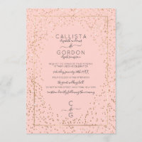 Pink Gold Sparkly Glitter Confetti Border Wedding