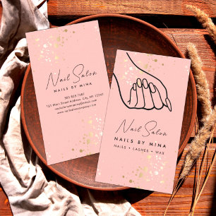 Pink Gold Specks Hand Nail Salon Business Card