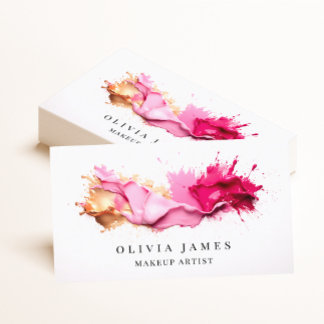 Pink Gold Splash Makeup Artist Cosmetics Beauty Bu Business Card
