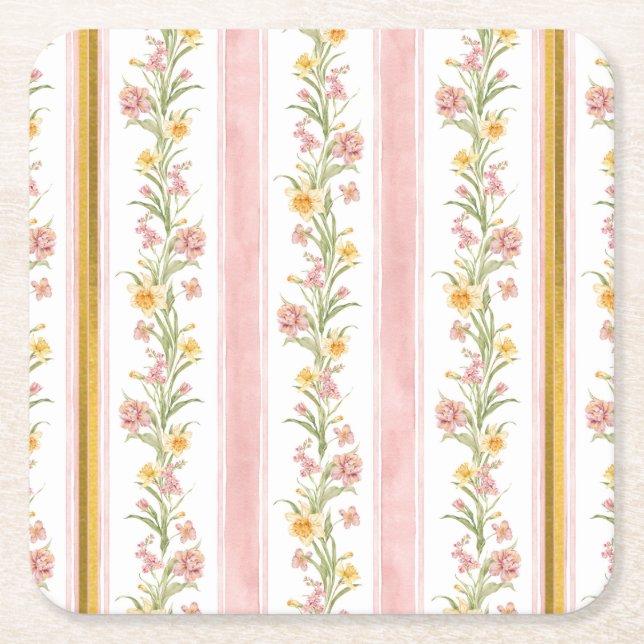 Pink Gold Square Coaster  (Front)