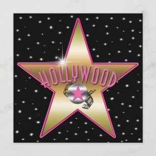 Pink & Gold Star Hollywood Sparkle Invitation