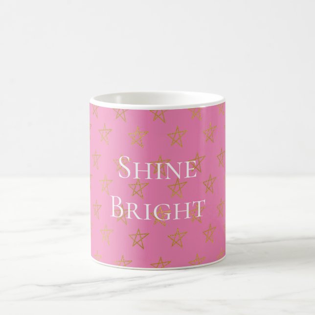 Pink Gold Stars Shine Bright Coffee Mug (Center)