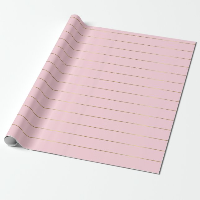 Pink Gold Stripes Glamourous Shiny Chic Design Wrapping Paper (Unrolled)