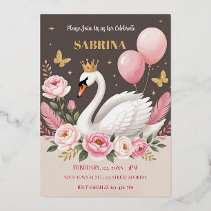 Pink Gold Swan Princess Balloon Birthday Party