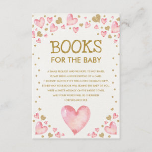 Pink Gold Sweetheart Baby Shower Books for Baby Enclosure Card