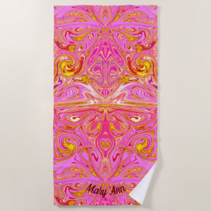 Pink/Gold Swirling Abstract Beach Towel