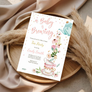 Pink Gold Tea Party Baby Shower Invitation
