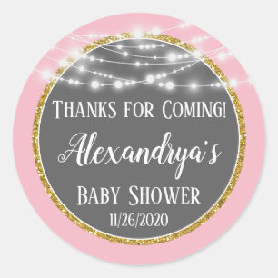 Pink Gold Thanks For Coming Baby Shower Favour Tag
