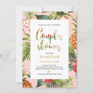 Pink & Gold | Tropical Couples Wedding Shower  Invitation