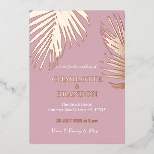 Pink Gold Tropical Palm Leaf Wedding