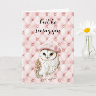 Pink Gold Tufts Owl Be Seeing You Card