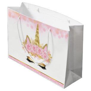 Pink Gold Unicorn Baby Shower Large Gift Bag