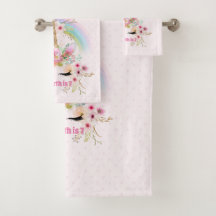 Pink Gold UNICORN Rainbow Flowers Girls NAMED Gift