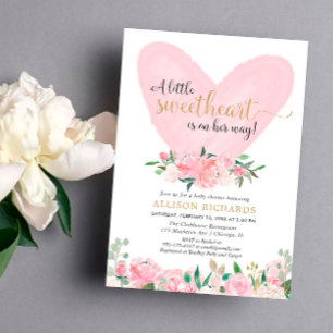Pink gold Valentines sweetheart girl baby shower Invitation