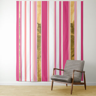 Pink gold vertical Pattern Tapestry