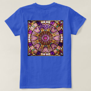 Pink, Gold & Violet Stained Glass Red T-Shirt