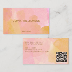 Pink Gold Watercolor Abstract Modern Professional Business Card