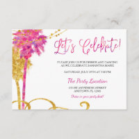 Pink Gold Watercolor Beach Bat Mitzvah Reception