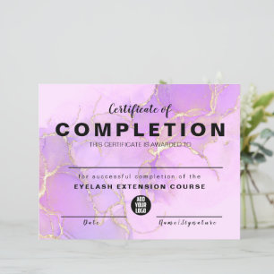 Pink Gold Watercolor Certificate of Completion