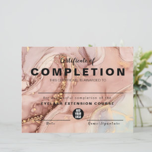 Pink Gold Watercolor Certificate of Completion