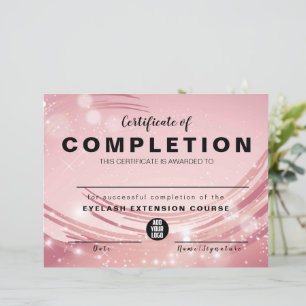 Pink Gold Watercolor Certificate of Completion