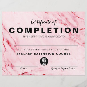 Pink Gold Watercolor Certificate of Completion