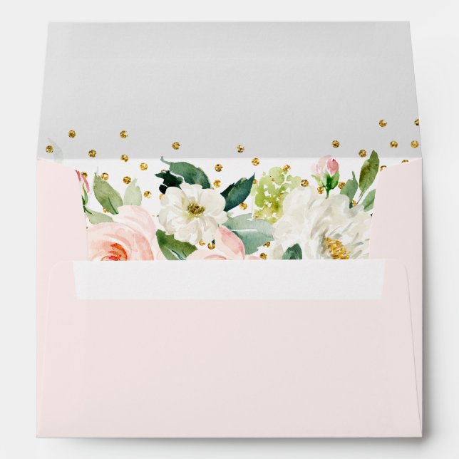 Pink Gold Watercolor Floral Envelope (Back (Bottom))