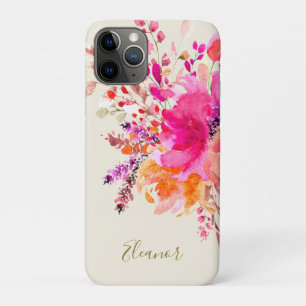 Pink Gold Watercolor Floral Personalised Name  Case-Mate iPhone Case