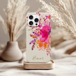 Pink Gold Watercolor Floral Personalised Name  Case-Mate iPhone Case