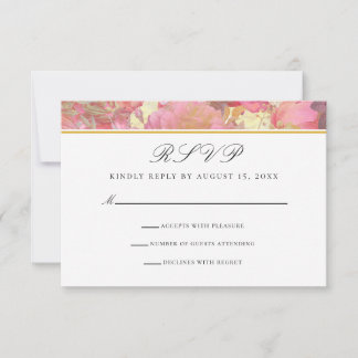 Pink Gold Watercolor Flower RSVP Card